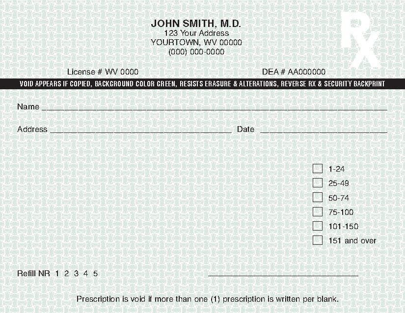 West Virginia Prescription Forms – Printco